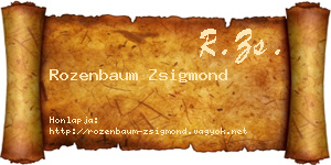 Rozenbaum Zsigmond névjegykártya
